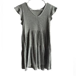 Short olive/white stripped dress